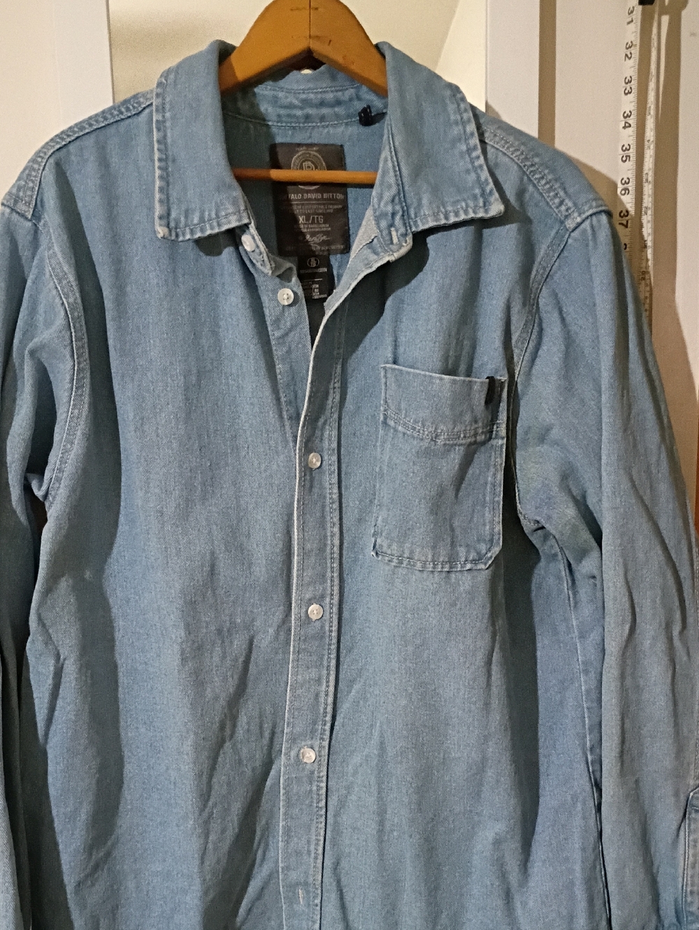 Buffalo Davis Bitton Western Denum Heavy Warn Long Sleeve Shirt (XL)